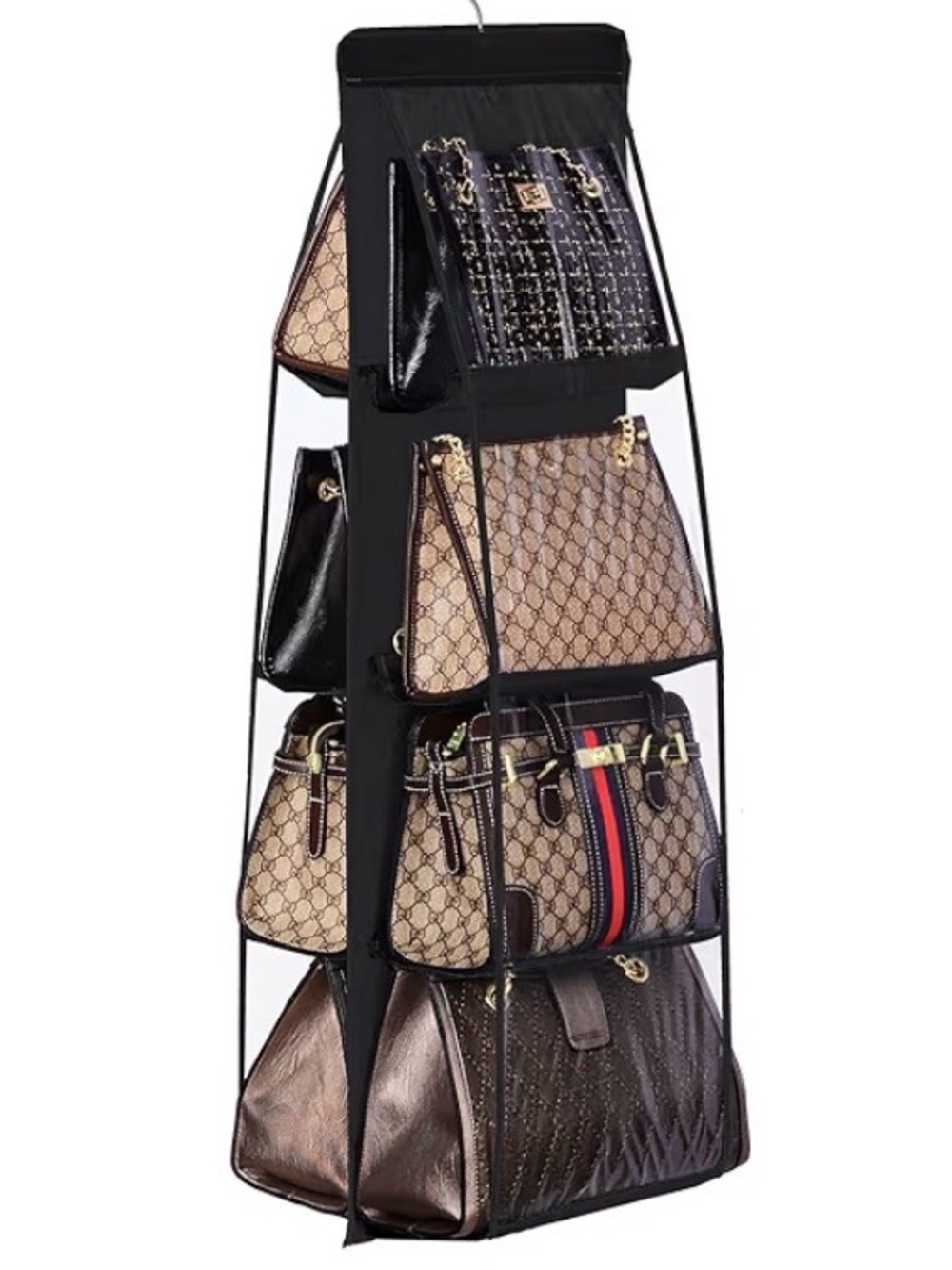 NWOT Black Purse Accessory Organizer with Clear Pockets - Brand Unspecified